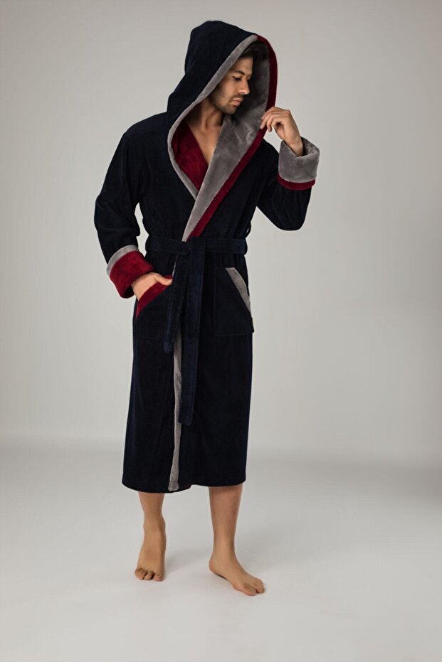 Men's Hooded Bamboo Cotton Soft Absorbent Luxury Bathrobe