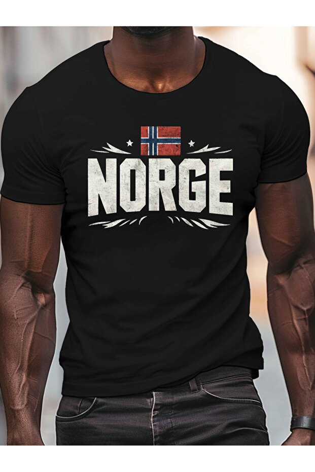 تي شيرت رجالي برسومات "NORGE" النرويجية