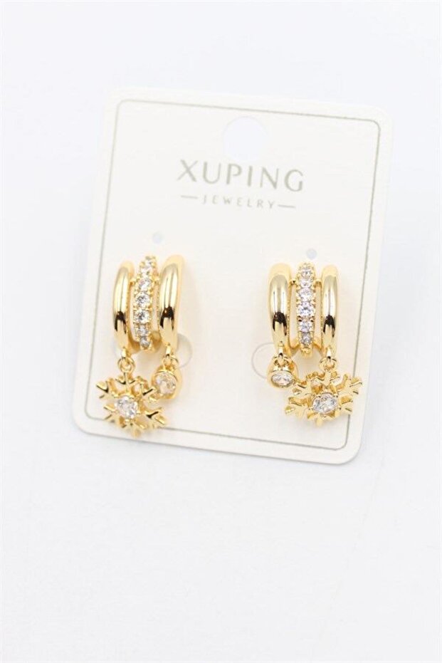 Multi-Look Earrings with Stones - Gold