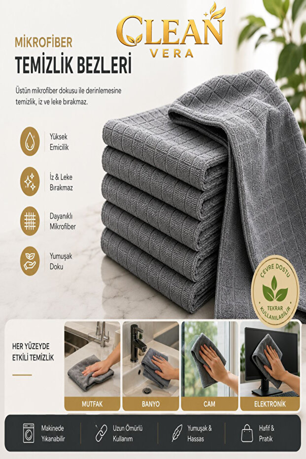 (3 Pieces) Microfiber Kitchen Cleaning Cloth 40X40 cm - Highly Absorbent Stain-Resistant Cleaning Cloth