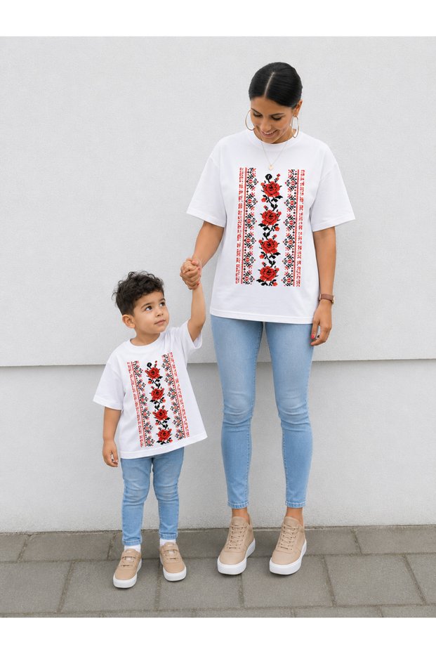 Mother Child Oversize T-Shirt Combination Twin T-Shirt 100% Cotton Comfortable Fit (Sold as a Single Item)