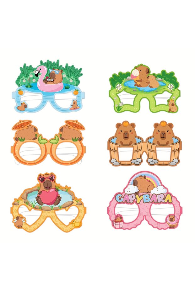 Capybara Themed 12 Piece Photo Shoot Accessory Party Glasses Birthday Party Supplies