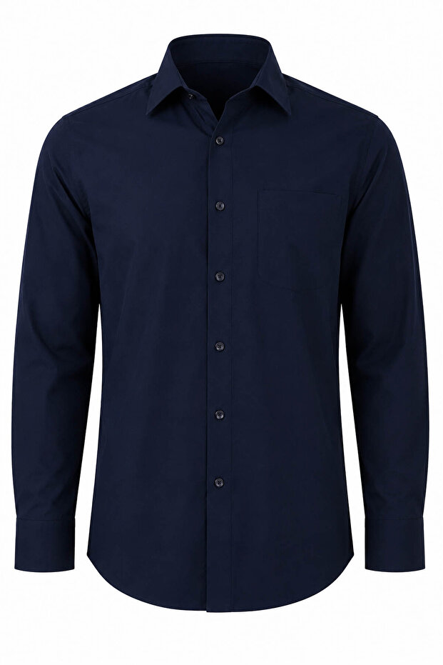Dacron Regular Navy Blue Men's Shirt 26Ym57000005