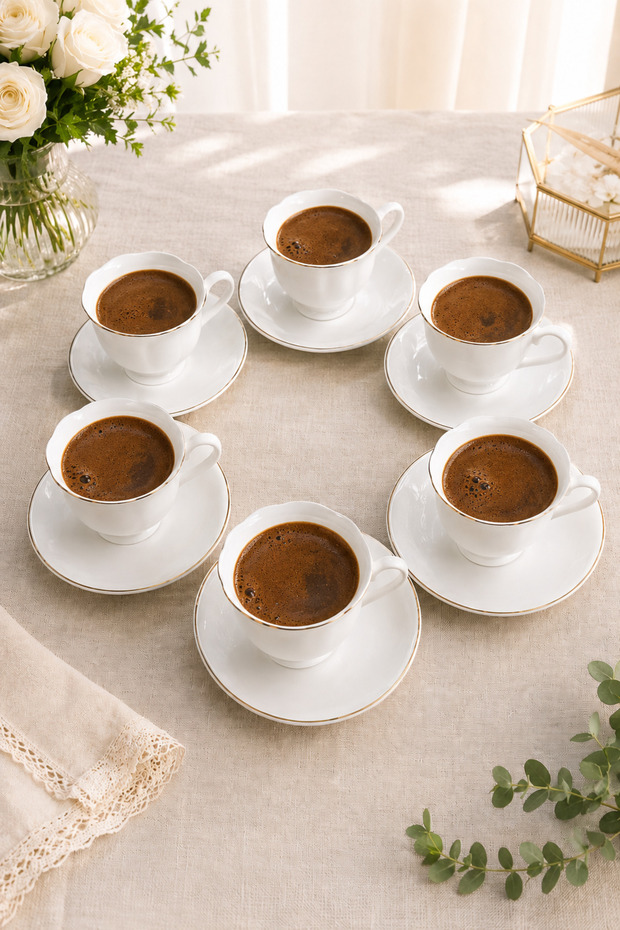 Gilded Detailed Porcelain Turkish Coffee Cup Stylish Presentation Set Single Cup Set Announcement