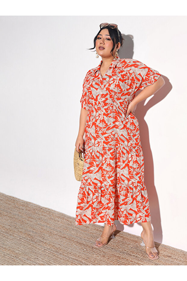 Plus Size Floral Tiered Maxi Dress