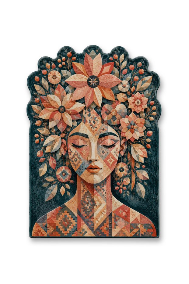 Sdt Women's Theme Patterned Modern Woven Base Decorative Carpet Sdt1467