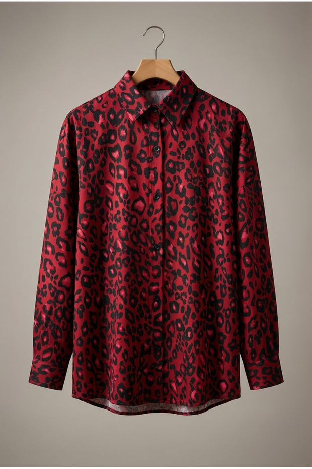 Women's Leopard Patterned Comfortable Fit Hijab Tunic