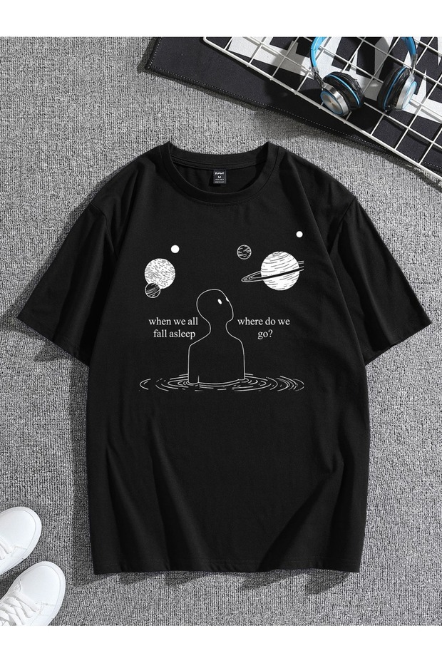 Oversize Minimalist Graphic Printed Short Sleeve T-Shirt