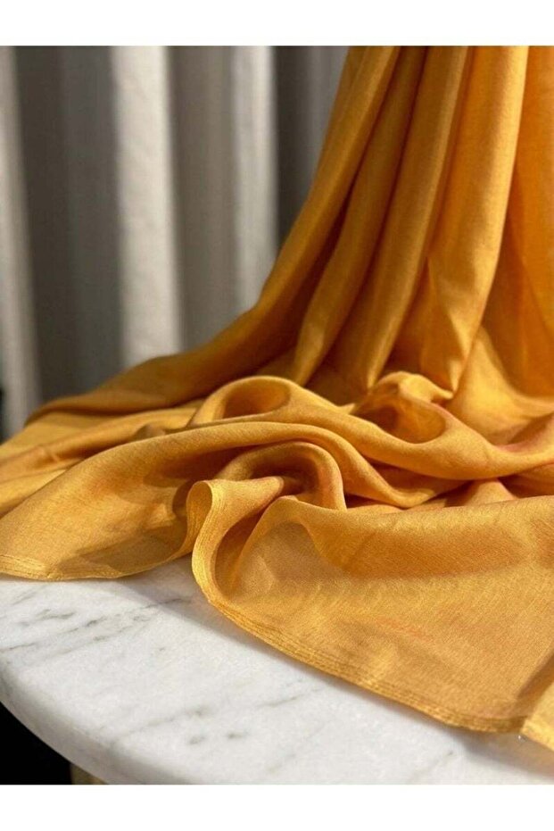 Nool Saffron Solid Chiffon Saree with Complimentary Handpicked Blouse Material - 4