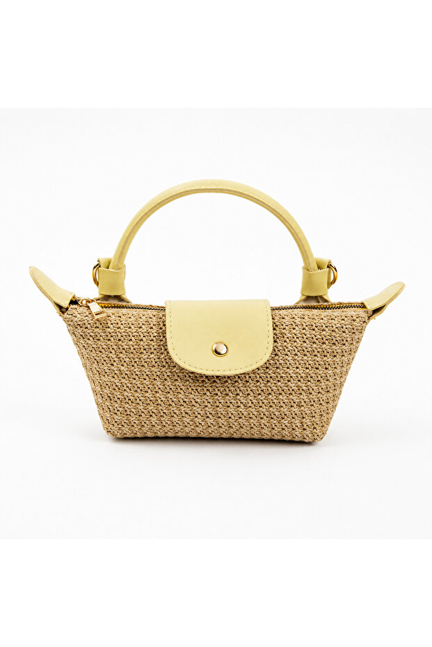 Mini Butter Yellow Single Handle Original Straw Hand and Shoulder Bag