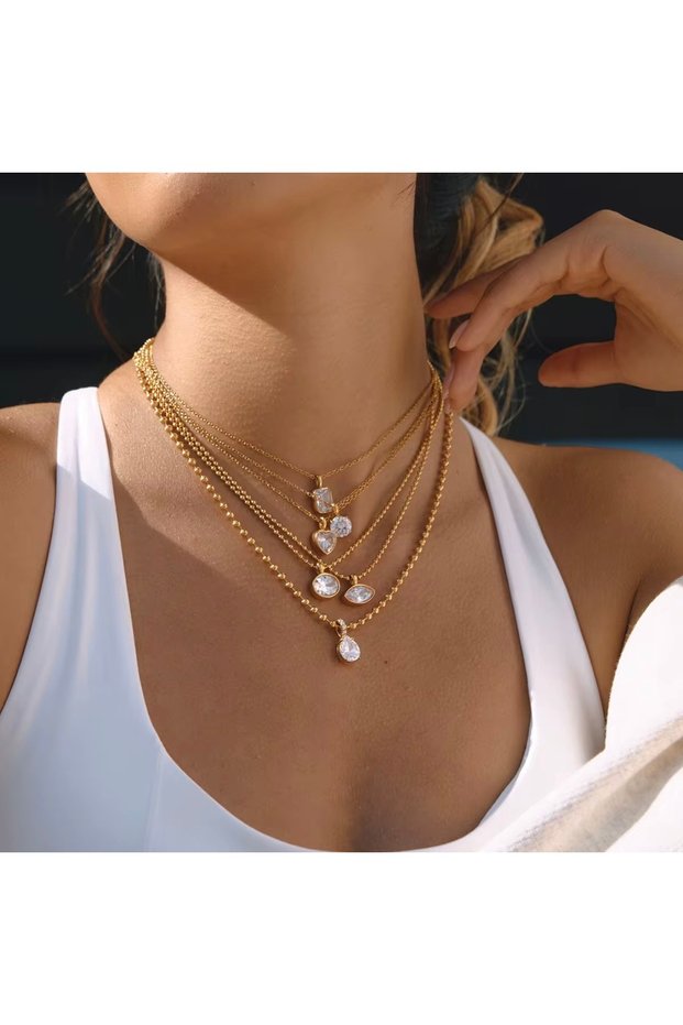 18K Anti Tarnish 316L Stainless Steel Chain Zircon Luxury Accessory Collarbone Non-fading Jewelry Pendant Necklace