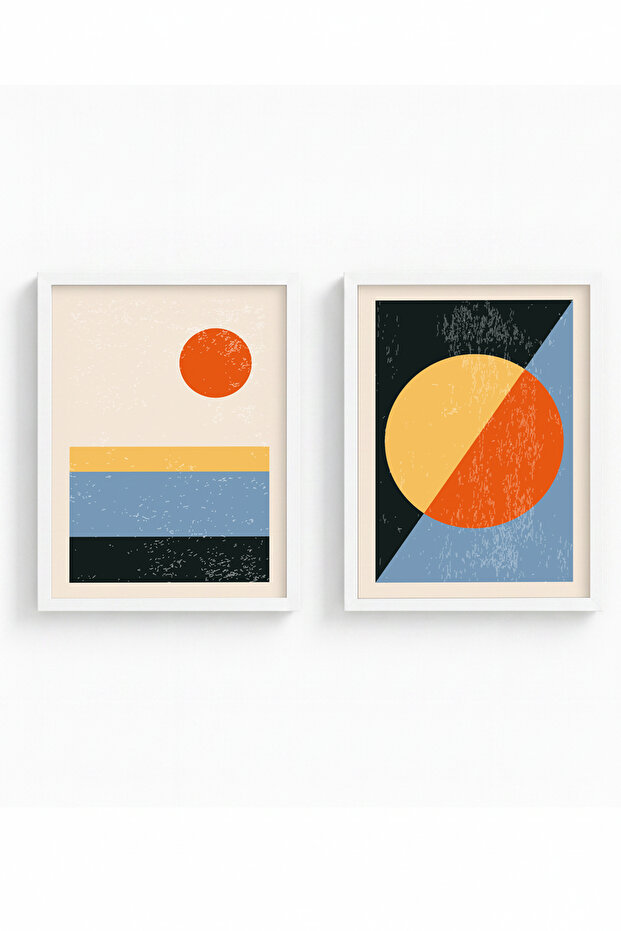 White Wooden Framed 2 Piece Set Painting Huhu11