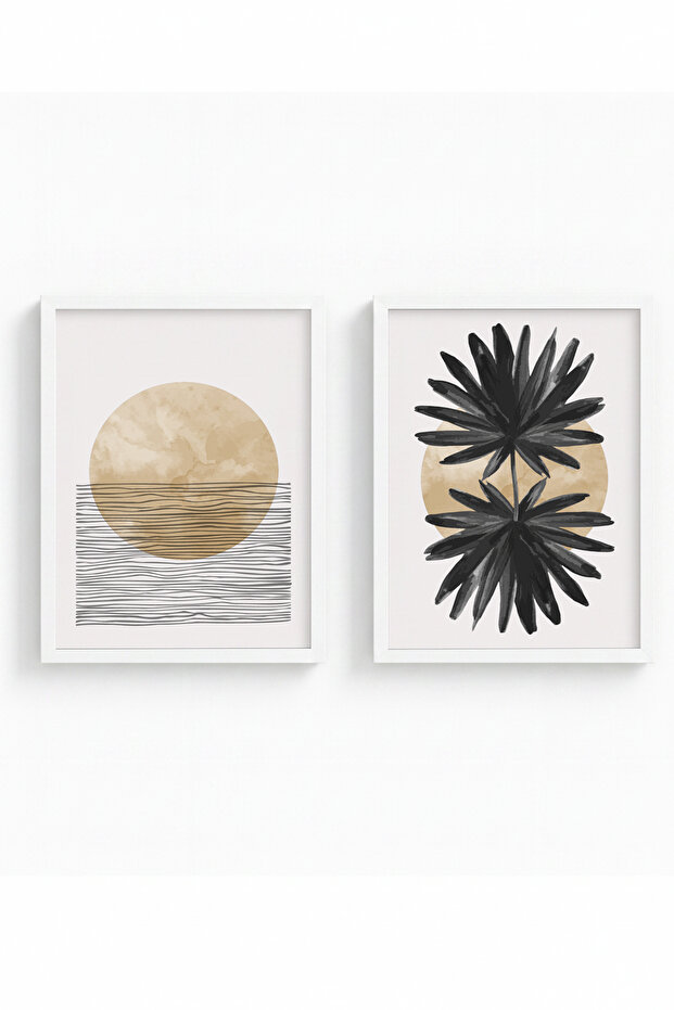 White Wooden Framed 2 Piece Set Painting Huhu53