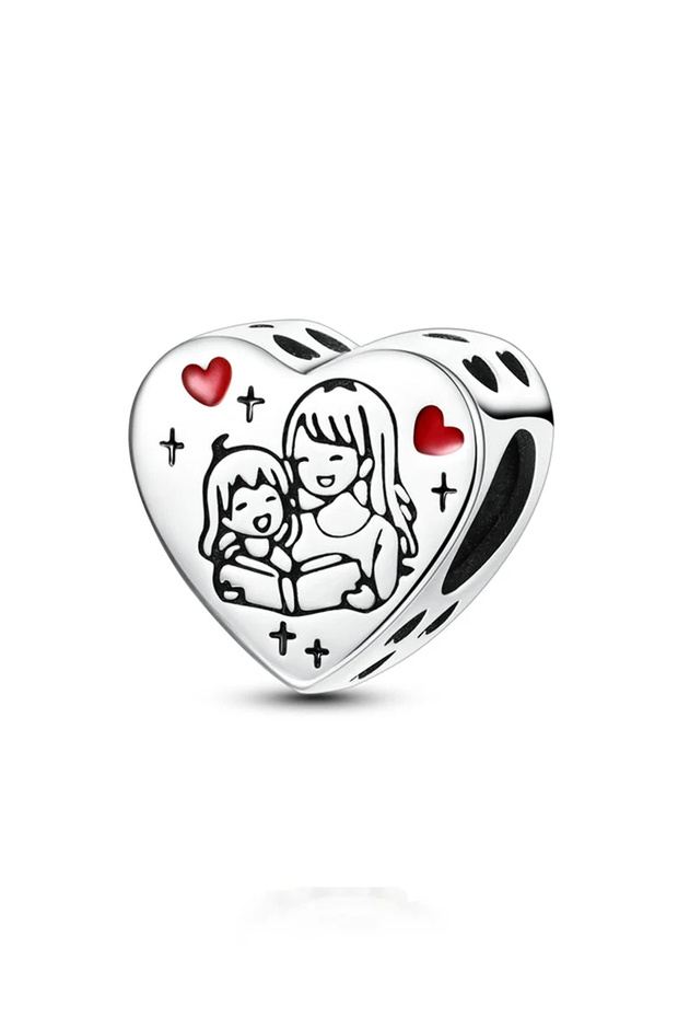 Story Time Mother and Daughter Heart Charm