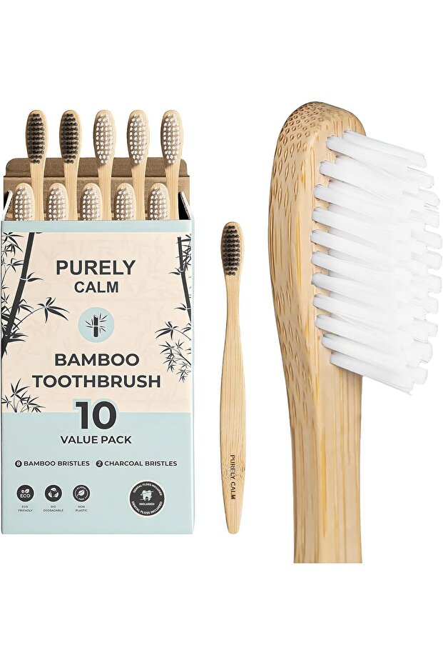 Bamboo Toothbrushes Set – 10-Pack - 7