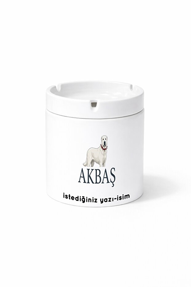 Animal Akbaş Dog Shepherd Dog Double Sided Printed Ashtray Ashtray Gift