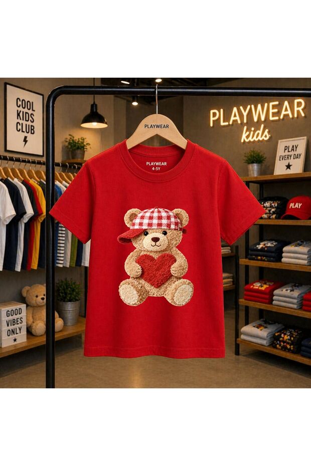 Square Hat Bear Printed 100% Kids Unisex T-Shirt 5 6 -7 8-9 10 -11 12 Years Old