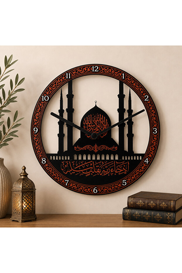 ساعة حائط ديكورية 27 سم – ساعة بتصميم عصري بطابع عثماني، مسجد، سمازن واسطنبول