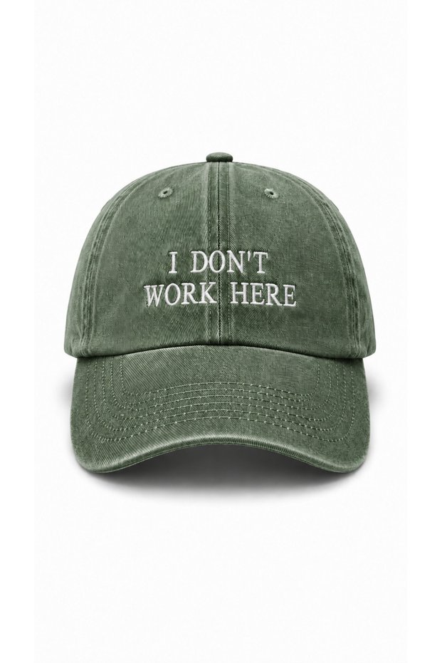 "I Don'T Work Here" Embroidered Vintage Washed Cap Hat
