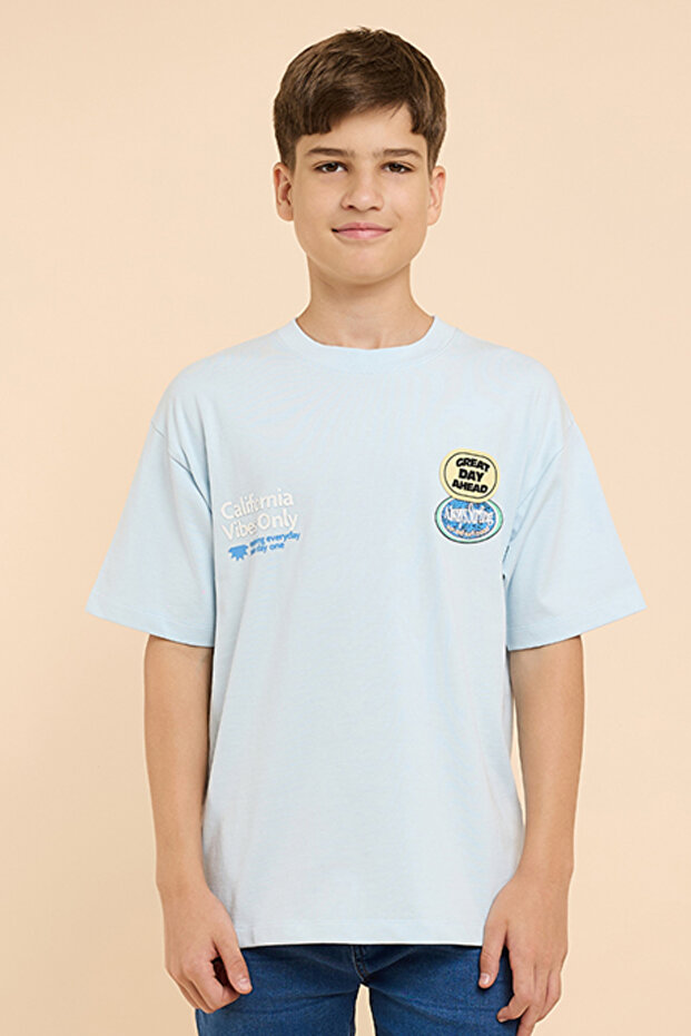 Printed T-Shirt with Crew Neck and Short Sleeves