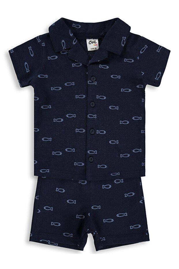 Fish Roasting Set for 6-18 Months - Navy Blue