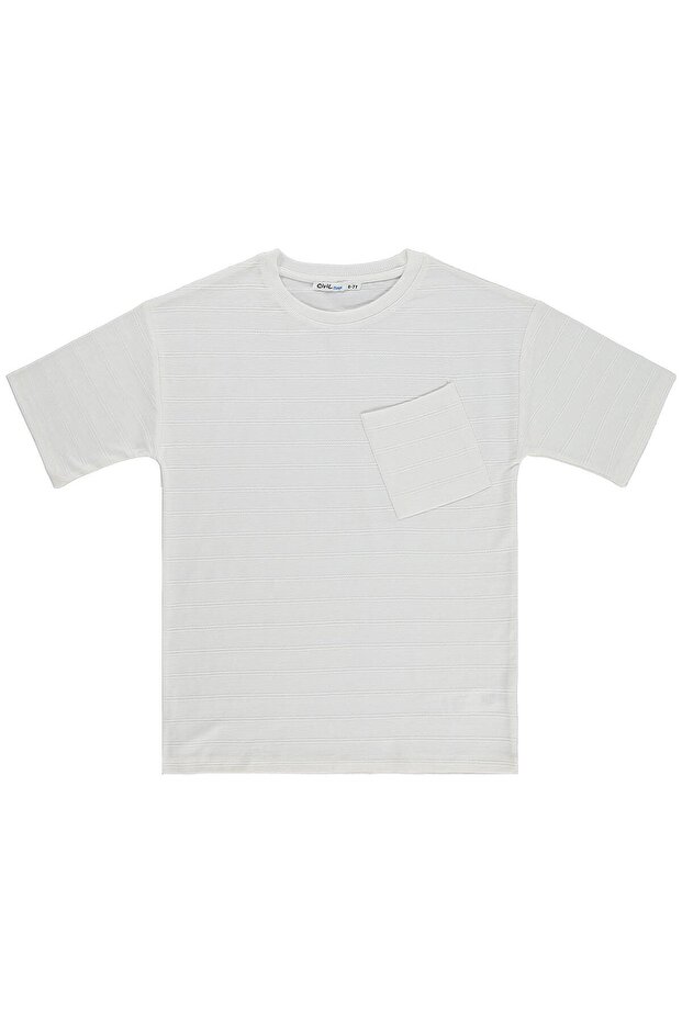 Basic T-Shirt with Front Pocket for Ages 10-13 - White