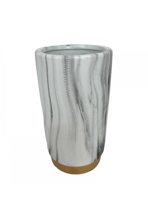 Cylindrical Marbled Ceramic Vase
