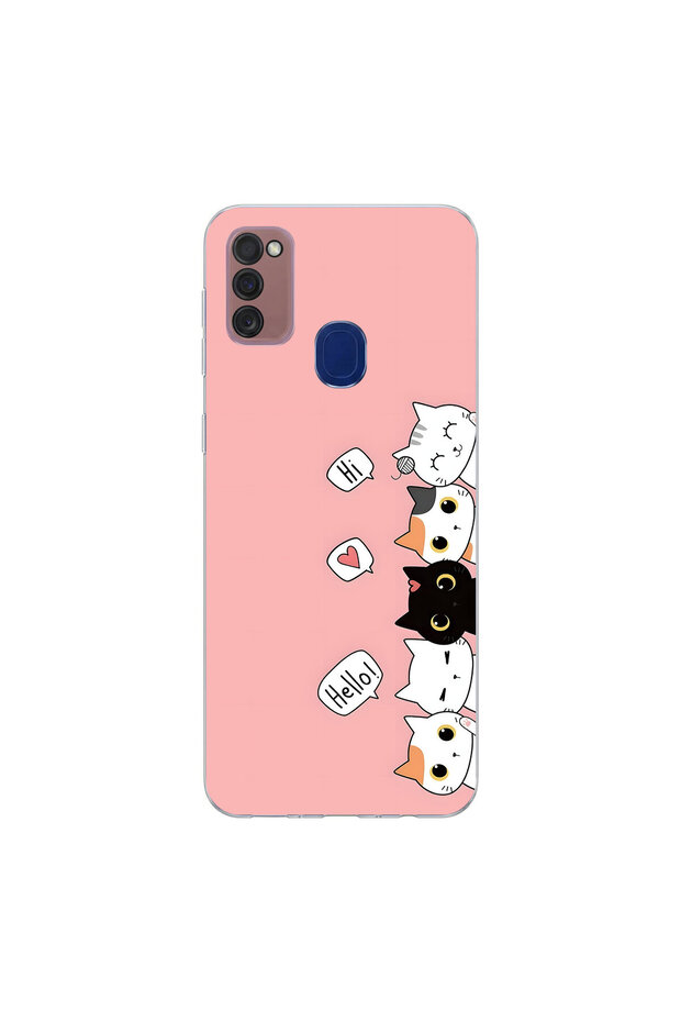 Samsung Galaxy M21 Compatible Kedişler 2 Design Transparent Case