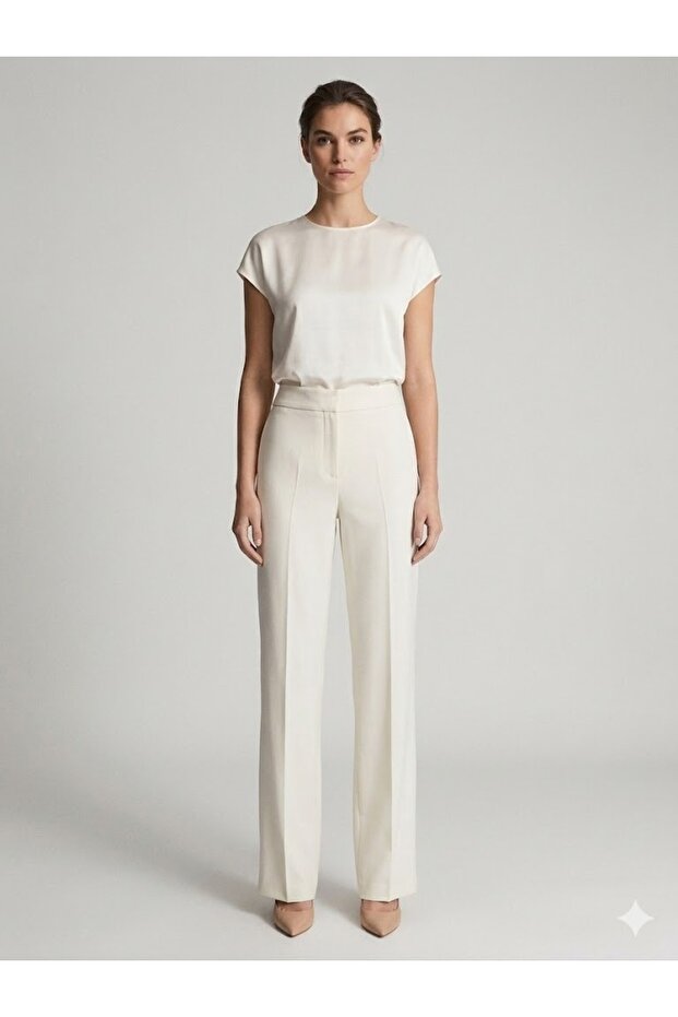 Wide Leg Crepe Fabric Trousers 1136