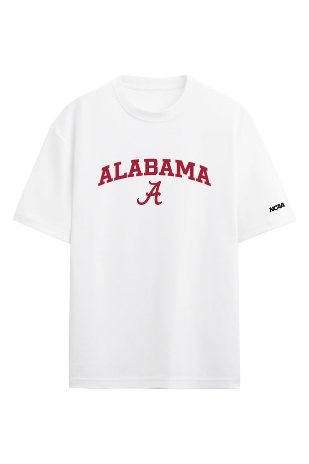 Alabama Crimson Tide Ncaa College American Football White Oversize T-Shirt