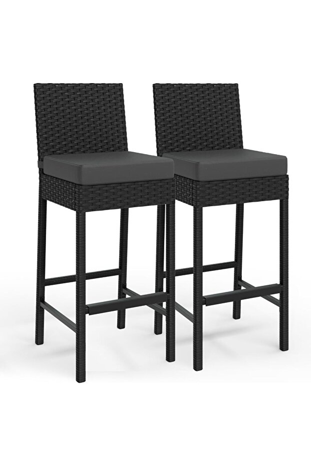 Bar Stool - Practical, Good Value, Affordable, Wicker and Iron Tube, 40 x 42 x 103 cm