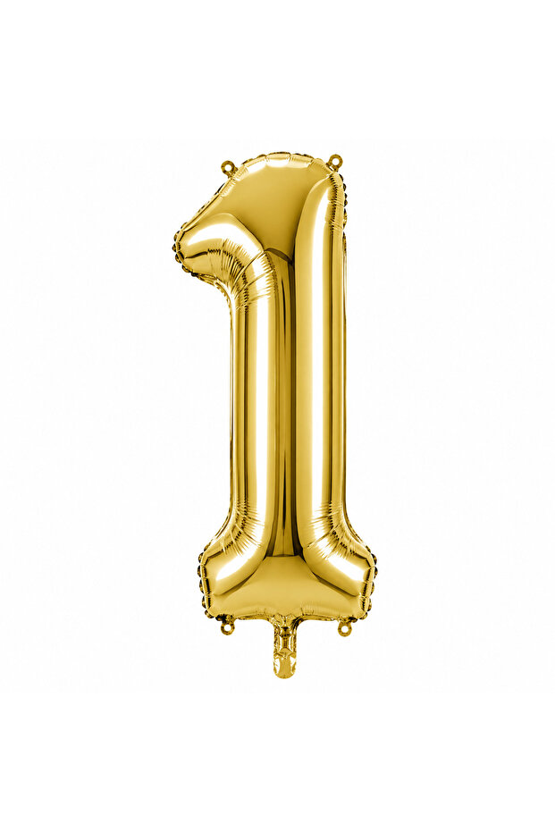1 Number Foil Balloon Gold Color (36 cm)