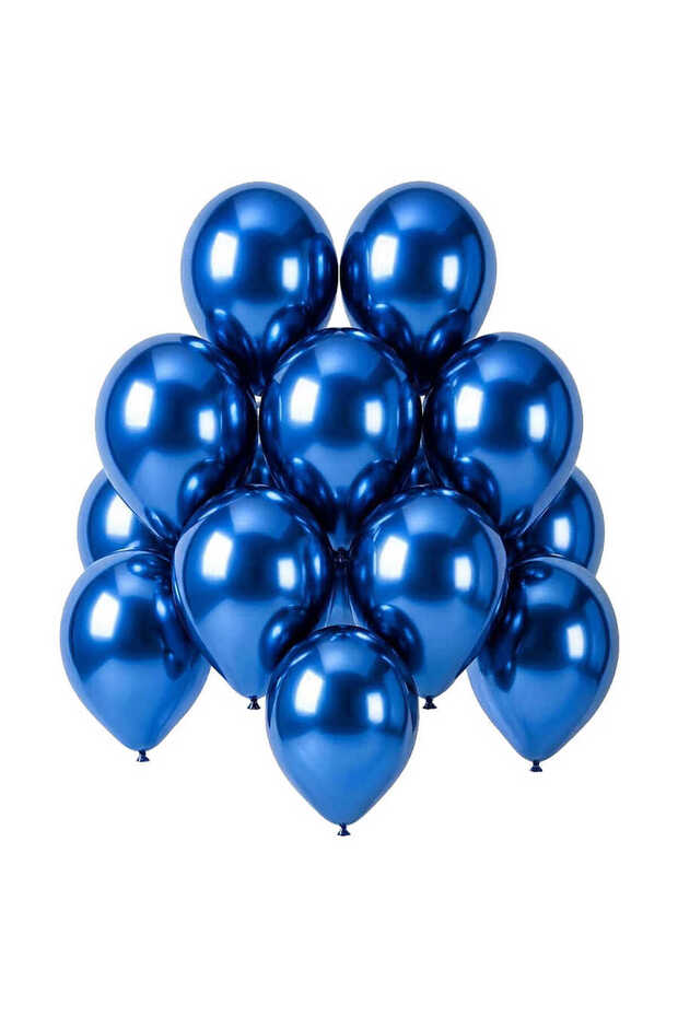 Blue Color Latex Chrome Balloon (30 cm) - 12 Pieces