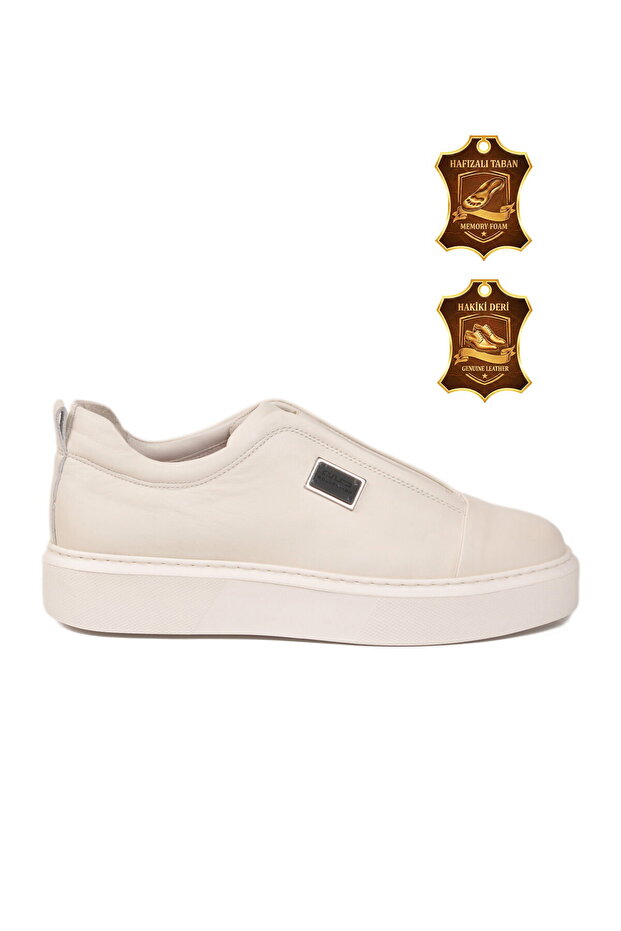 White Genuine Leather Memory Sole Men's Casual Shoes E3789 m