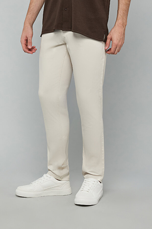 Solid Slim Fit Pants with Button Closure - 5