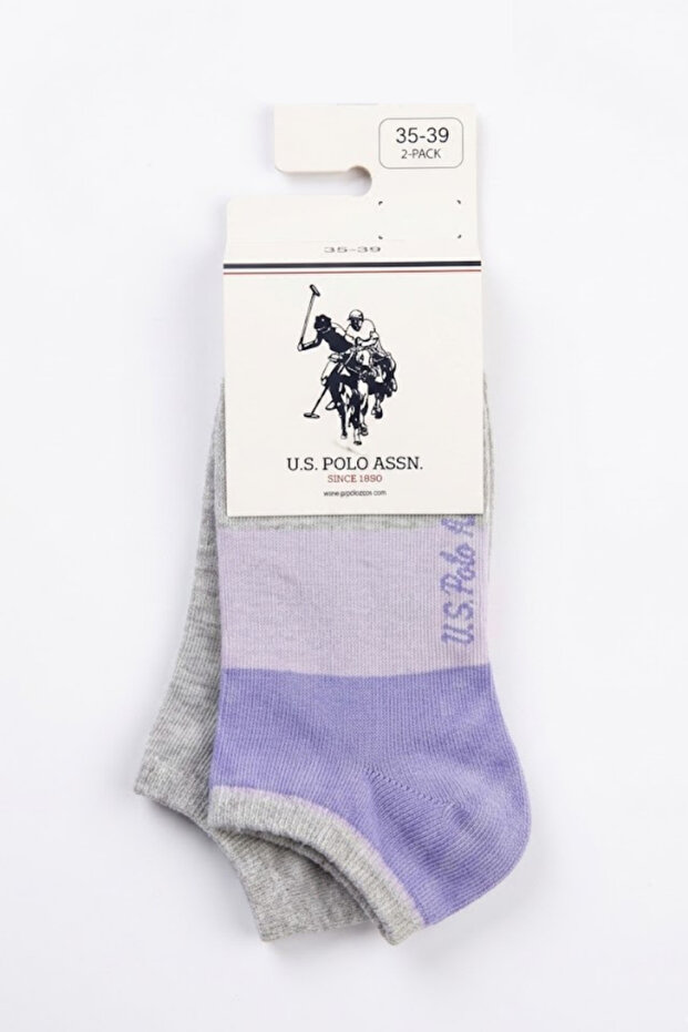 2-Piece Gray Lilac Cotton Bootie Socks Comfortable and Flexible for Daily Use