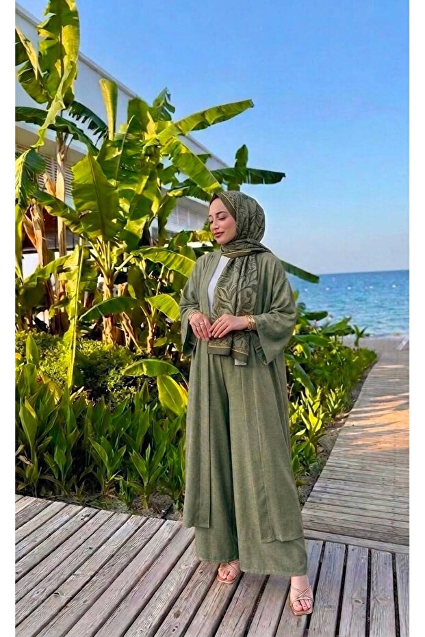 Sofia keten kimono pantolon takım