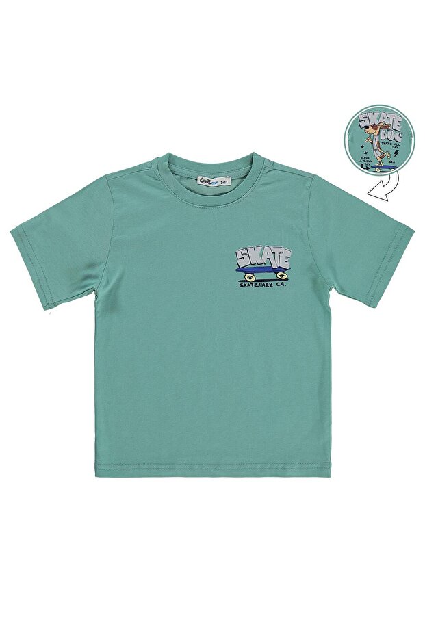 Skate Dog Printed T-Shirt for Ages 2-5 - Green