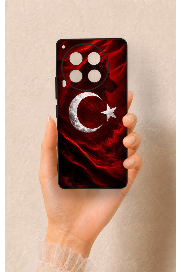 Tcn Camon 30 Compatible Wolf Turkish Flag Patterned Silicone Case