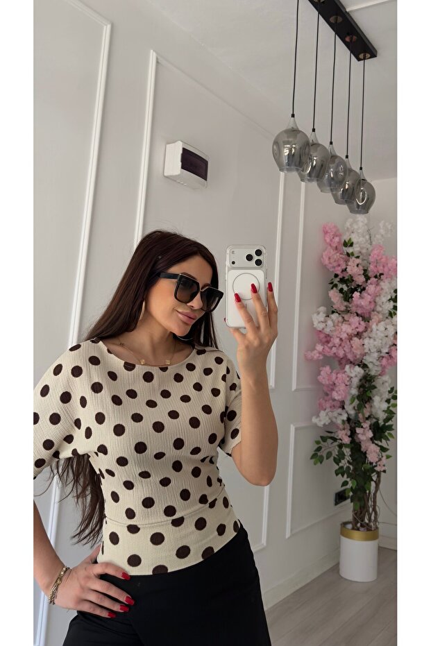 Polka Dot Bat Sleeve Blouse