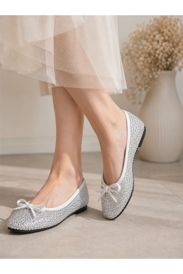 Elegant Stone Detailed Women's Ballerinas