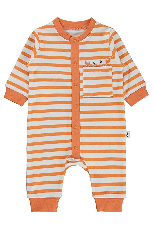 Crab Printed 1-9 Month Jumpsuit - Orange