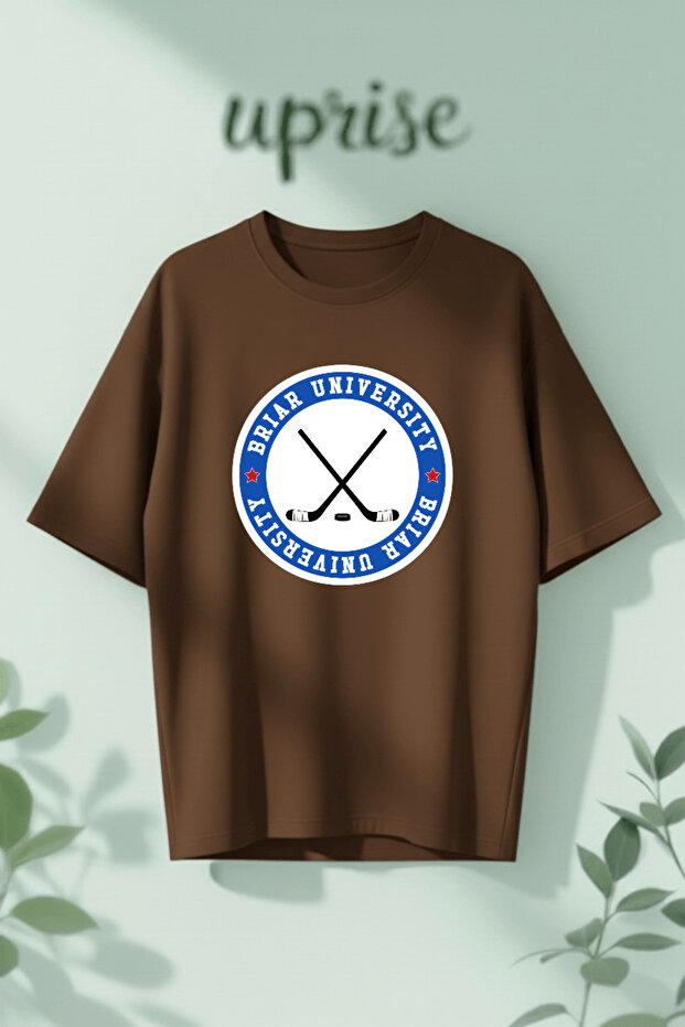 Off Campus Briar University Hockey Printed Cotton Oversize T-Shirt