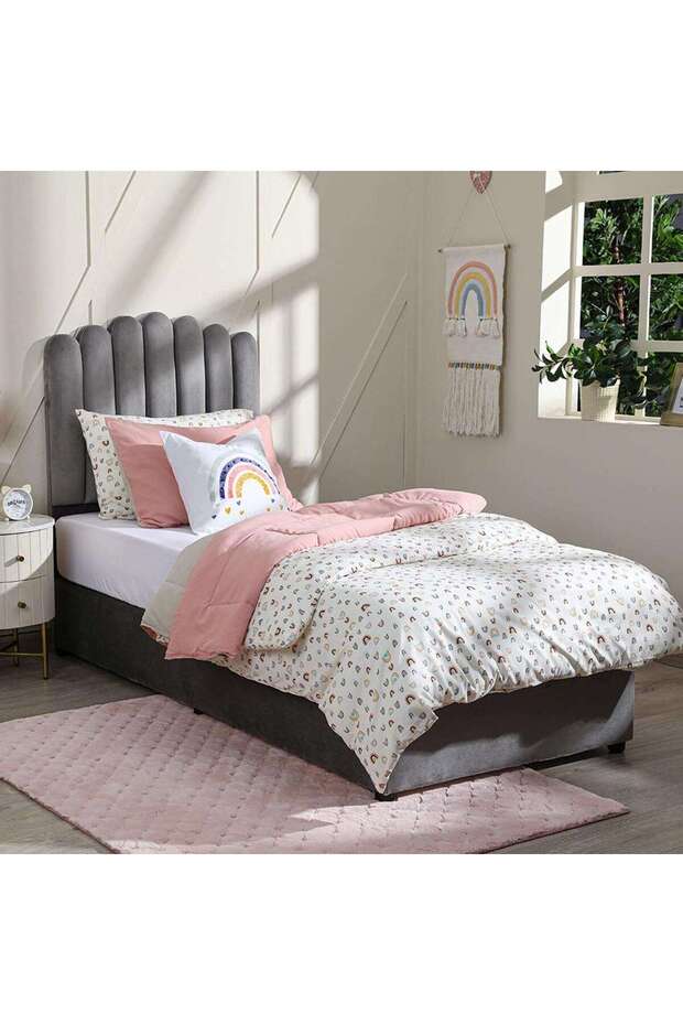 ANNA SINGLE BED VELVET GREY 120X200 CM