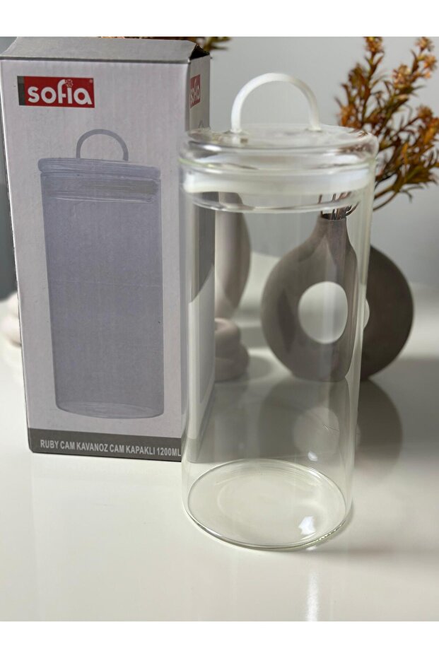 Ruby Glass Vacuum Lid 1200 ml Jar Organizer - 2