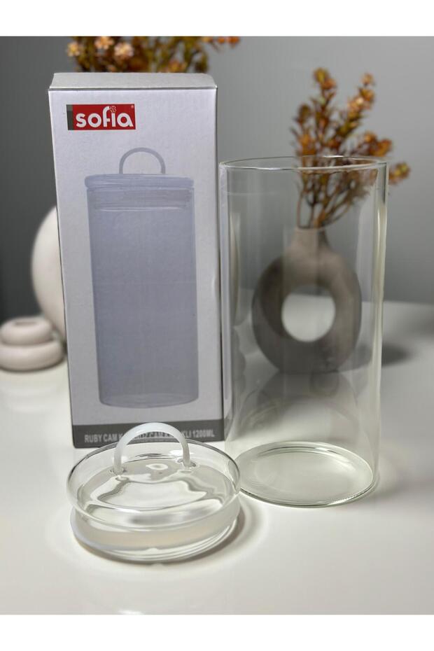 Ruby Glass Vacuum Lid 1200 ml Jar Organizer - 3