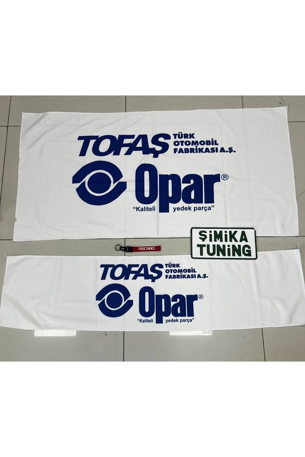 White Tofaş Opar Torpedo and Back Towel Set 2 Pieces (Torpedo 35X135, Back Towel 70 X 135) (Keyring He)
