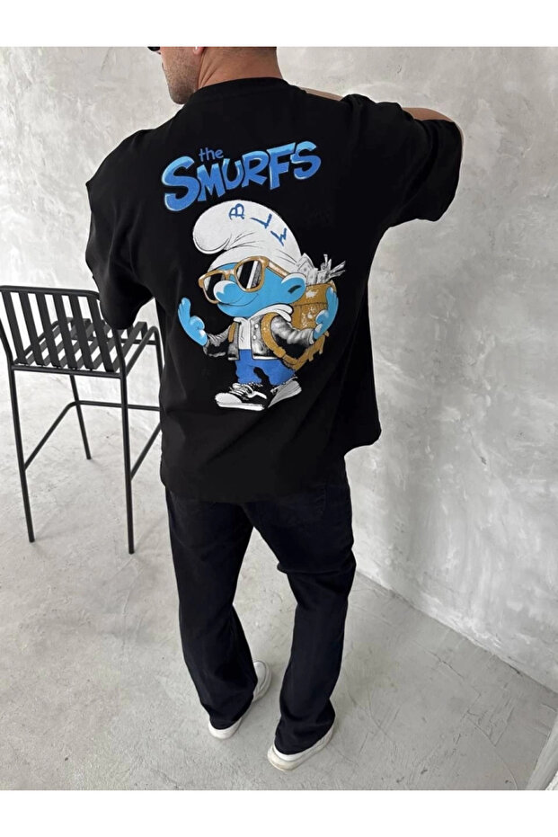 Front and Back Printed Oversized Crew Neck Tshirt - 3