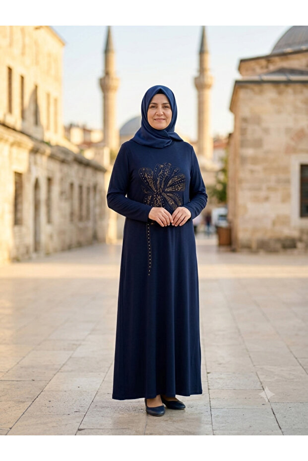 فستان مطبوع من الأمام