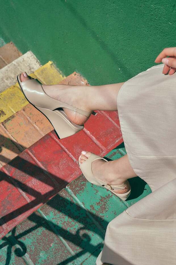Blanca Skin Color Wedge Heel Women's Sandals